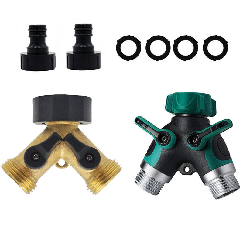 Doppelter Wasserhahn Für Waschmaschine, Y-verteileranschluss Für Gartenschlauch, 2-wege Für 3/4" Versorgungsschläuche, Robuster Doppelter Gartenwasserhahn Aus Messing Mit Zwei-wege-anschlüssen