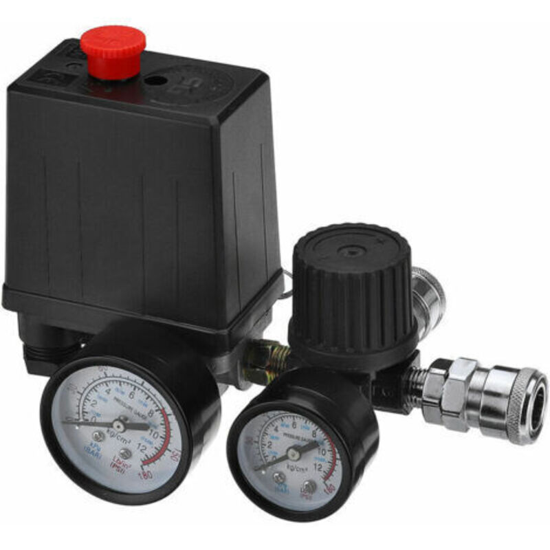 Manometer Für Druckregler Des Luftkompressors, 220 V, 0-180 Psi, Mit Schnellkupplung (220 V)