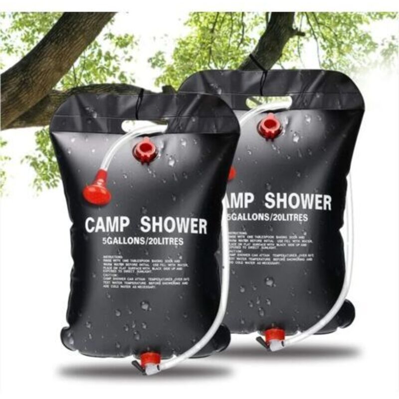 Sonnendusche Beutel, 2 Stück 20l Tragbarer Solar-duschbeutel Für Camping Und Outdoor Mit Umschaltbarem Schlauch Und Duschkopf, Solarer Warmwasserbereiter Für Wandern Und Reisen