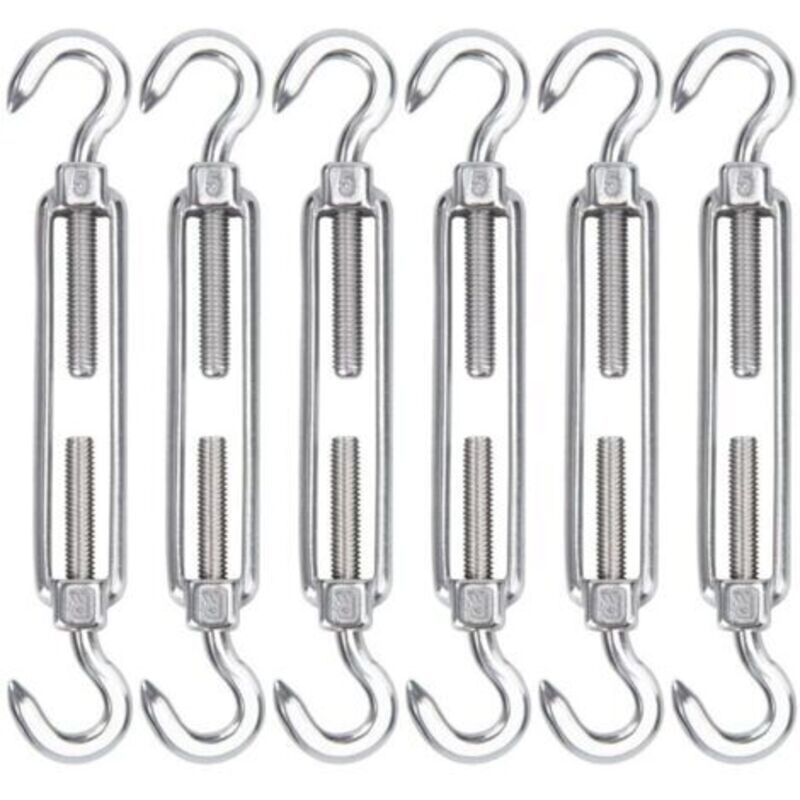 M5 Spanner Aus Edelstahl, 6er-pack Verstellbare Haken-haken-seilspanner, Heavy-duty-spannhaken Für Seile, Kabel, Wäscheleinen Und Zaundraht, Ideal Für Die Installation Von Sonnensegeln
