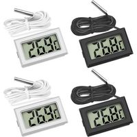 Kühlschrankthermometer Im 4er-pack, Digitale Lcd-thermometer Mit Wasserdichten Sonden, Geeignet Für Kühlschränke, Gefrierschränke Und Aquarien (2 Schwarz Und 2 Weiß).