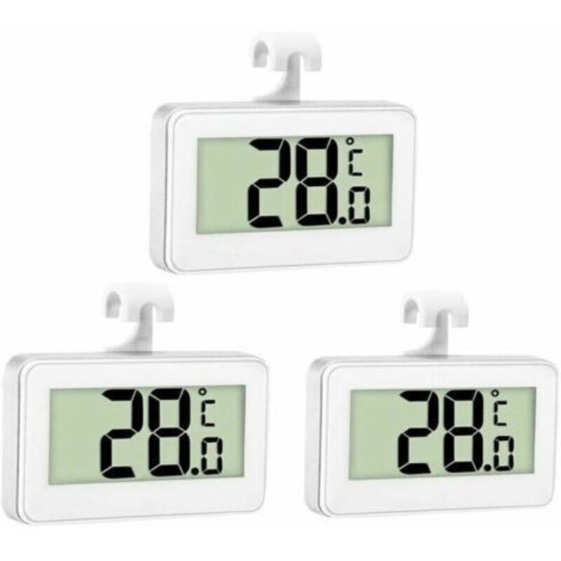 3x Kühlschrankthermometer - Digitales Gefrierfachthermometer - Kühlraumthermometer - Wasserdichtes Gefrierschrankthermometer - Lcd-bildschirm - Mit Haken Zur Temperaturablesung