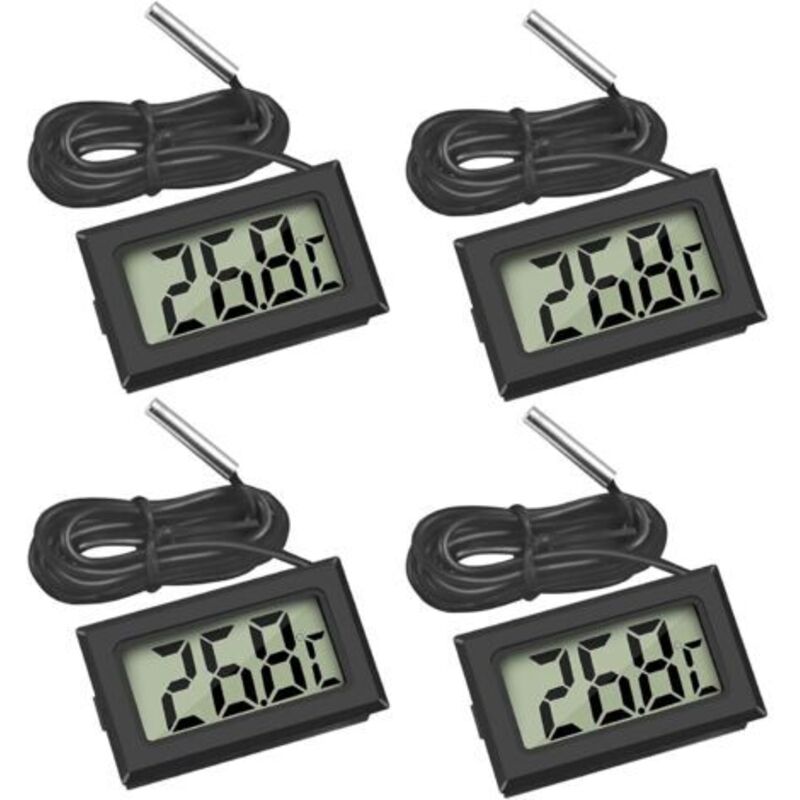 4er-set Digitale Lcd-thermometer – Messbereich -50℃ Bis +110℃ – Wasserdichter Externer Sensor Für Kühlschrank Und Aquarium