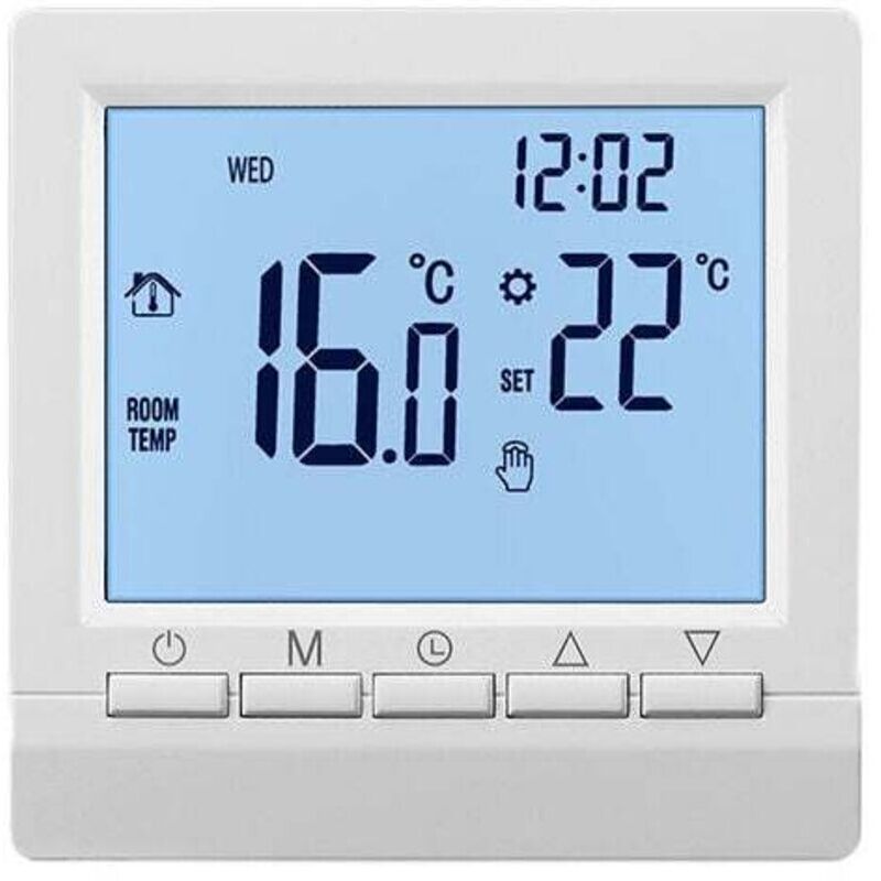Elektrischer Heizthermostat, Manueller Knopf 16a, Negative Anzeige, Weiße Zeichen Auf Schwarzem Hintergrund, Kein Wifi - Negative Anzeige Weiße Zeichen Auf Schwarzem Hintergrund Kein Wifi