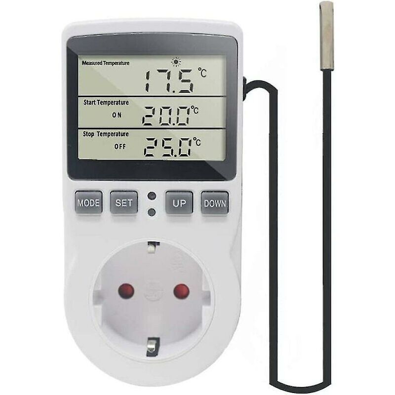 Digitaler Thermostat 230 V – Steckdosen-temperaturregler Mit Sensor – Timer Und Schalter Für Gewächshäuser Und Aquarien
