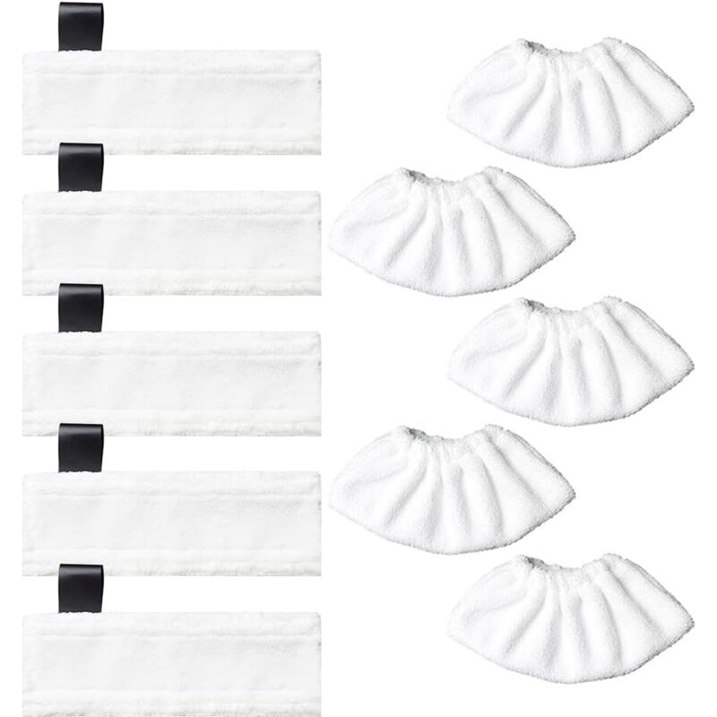 5 Mikrofaseraufsätze Für Bodendüse + 5 Tücher Für Handdüse, Waschbares Zubehör Kompatibel Mit Kärcher Easyfix Sc2, Sc3, Sc4, Sc5 Dampfreinigern