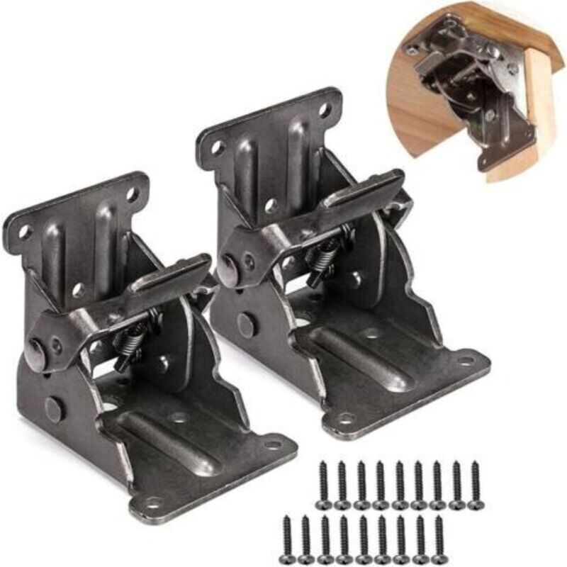 Selbsthemmendes Scharnier Für Möbel – Dicke Stahlblech – Maximale Traglast 226 Kg – Abmessungen 68x63x54 Mm – Satz Aus 2 Scharnieren Mit 18 Schrauben