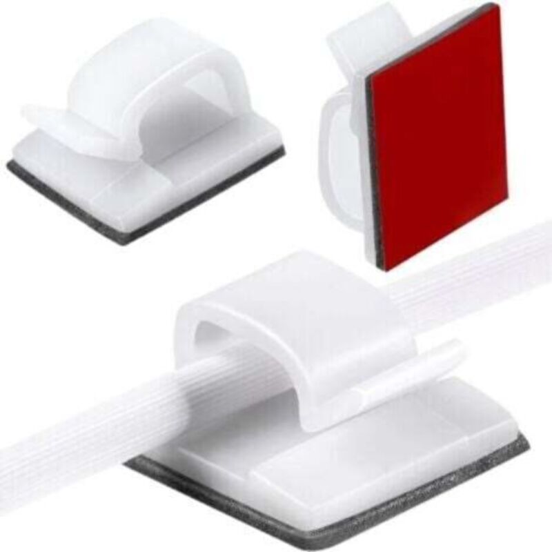 60er-pack Selbstklebende Kabelclips, Kunststoff-kabelorganizer, Weiß