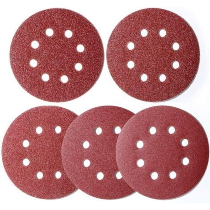 Zubehör Für Einen Exzenterschleifer, 100 Stück Schleifpapier, 125 Mm Klettverschluss, 8-loch Runde Schleifscheiben 125 Mm Für Exzenterschleifer, 20x Je Körnung 40/60/80/120/180 Von Langray