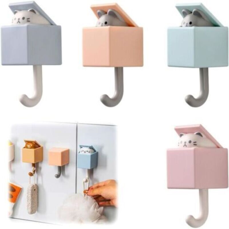 4 Stück Wandhaken Für Tiere, Niedliche Selbstklebende Haken, Kreative Klebehaken Für Mäntel, Einziehbare Katzenhaken, Tierische Klebehaken Für Pfoten