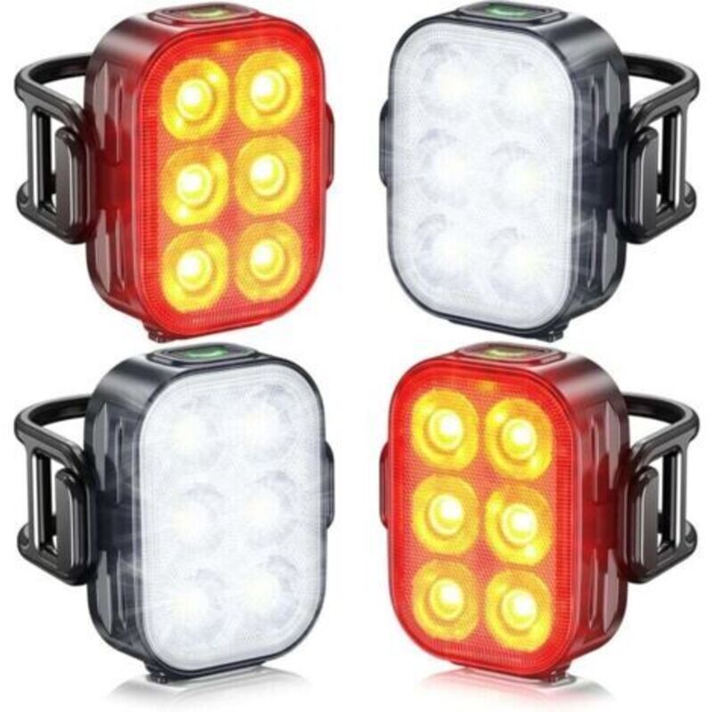 Lumiere Velo, Fahrradlichter Vorne Und Hinten, Ip65 Wasserdicht, Usb-aufladbar, Ausgestattet Mit 6 Superhellen Led-lampen, 4 + 6 Beleuchtungsmodi, Geeignet Für Nachtfahrten.