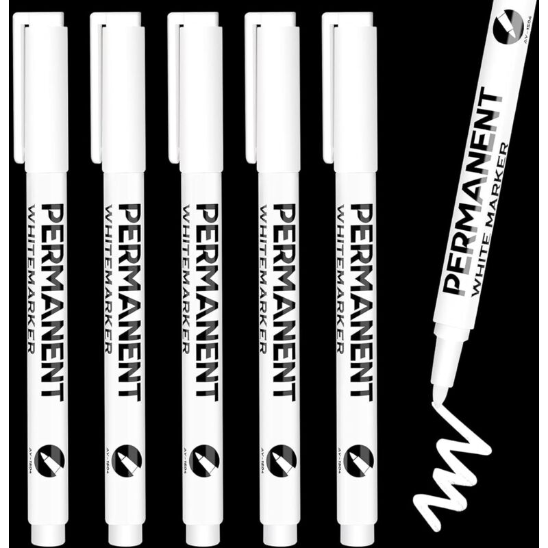 5 Stück Weiße Permanente Marker, Weißer Wasserfester Und Schnell Trocknender Stift, Weißer Unverwischbarer Marker, Für Holz, Kunststoff, Stein, Glas, Leder, Metall, Leinwand