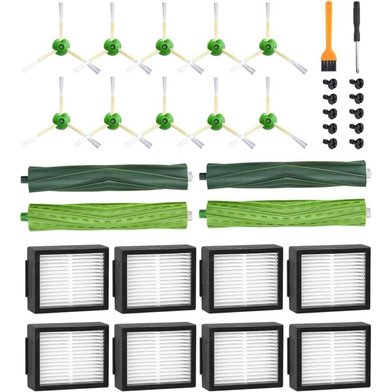 Ersatzteile Für Irobot Roomba E5 E6 I7 I7+ I3 I3+ I4 I4+ I6 I6+ J7 J7+, Zubehör-ersatzkits Für Irobot I-, E- Und J-serien, 8 Filter, 10 Seitenbürsten, 4 Gummibürsten