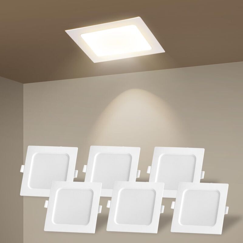 Eingebaute Led-spots, 6 W, 620 Lm, 4.000 K, Natürliches Weiß, Einbau-led-spots, Deckenleuchten, Led, Geeignet Für Wohnzimmer, Küche, Flur, Schlafzimmer, Durchmesser 95–100 Mm, 6er-pack