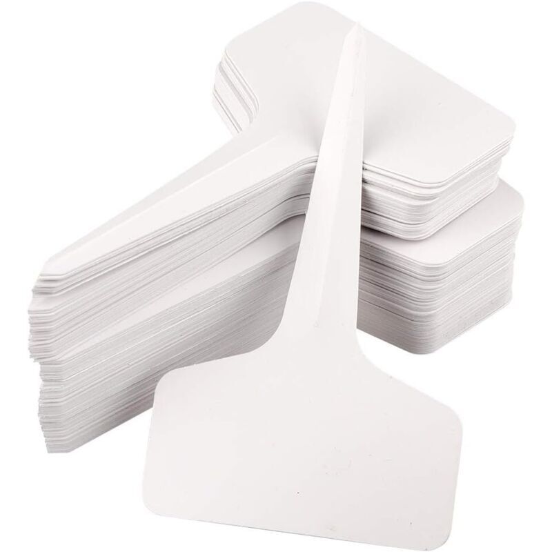 Shining House 100 Stück Pflanzenschilder, Sämlingsetiketten Für Garten Und Gemüsegarten, Wasserdichte Kunststoff-etiketten Für Den Außenbereich, Weiß, 10x6cm