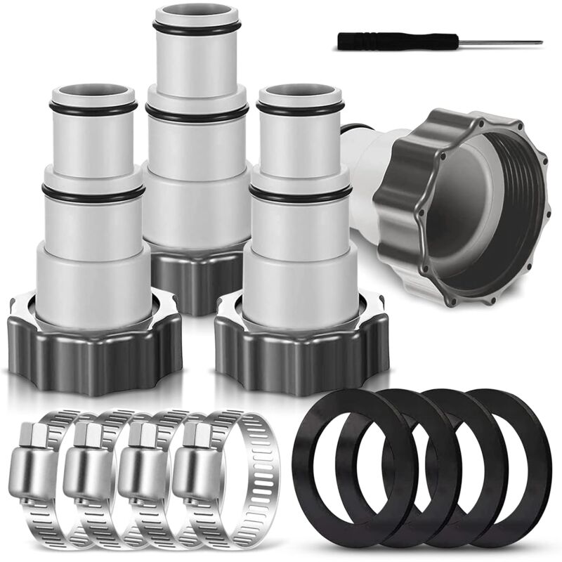 Pool-schlauchadapter A, 4 Stück Ersatz-schlauchadapter, Schlauchadapter Für Pumpe, Anschluss Für Pool-schlauch Mit Innengewinde - 32/38 Mm (4)