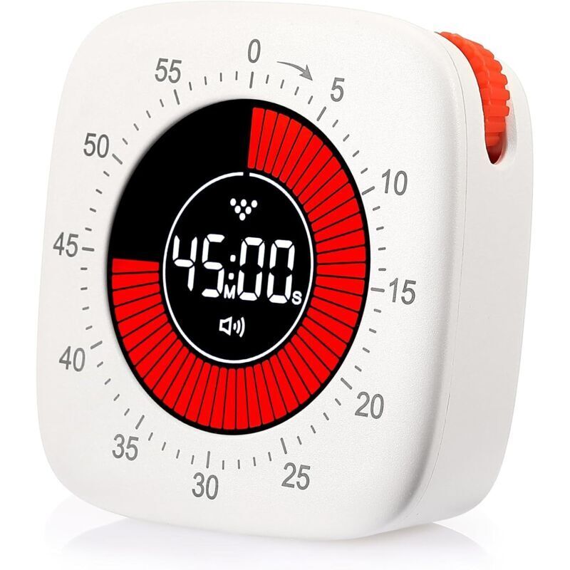 Visueller Digitaler Timer Mit Farbdisplay, 60-minuten-countdown, Leises Zeitmanagement-tool Für Küche, Klassenzimmer, Meetings, Kinder Und Erwachsene