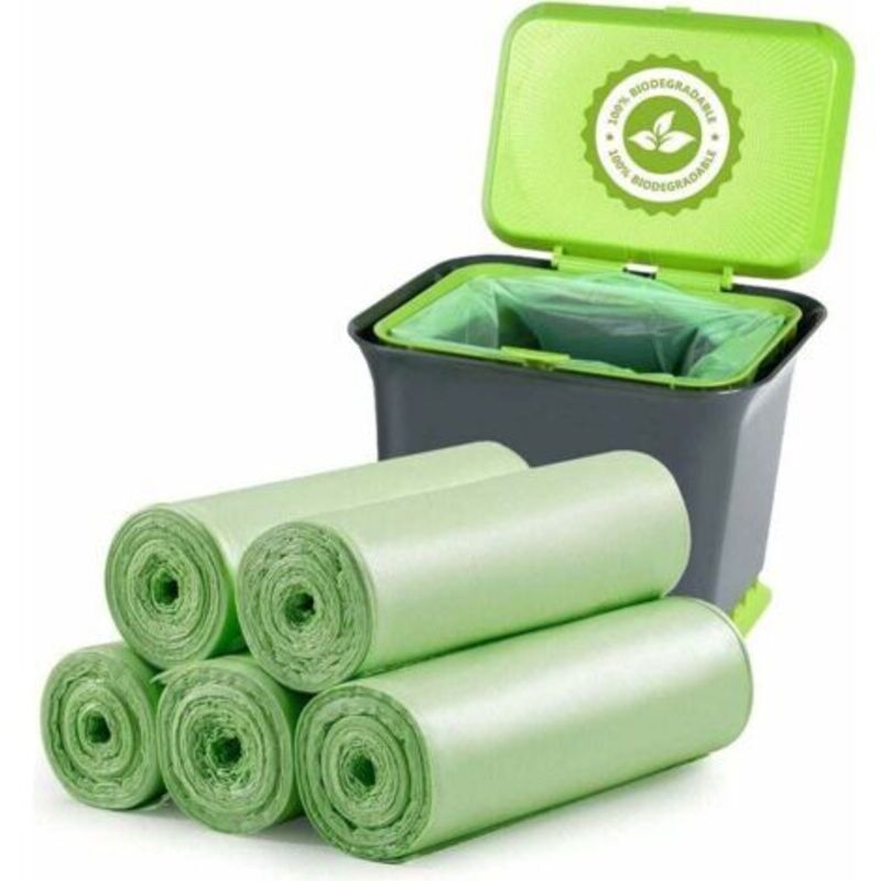 100 Stück Biologisch Abbaubare Müllbeutel, Kompostierbare Müllsäcke Mit 20 L Fassungsvermögen Und Extra Dick Für Lebensmittel, Haushalt, Küche, Büro, Gartenabfälle Und Haustierabfälle
