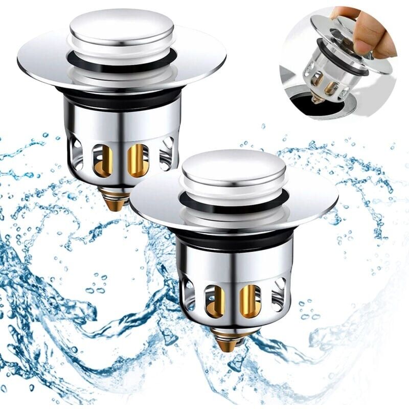 2 Stück Universelle Pop-up Waschbeckenabläufe, Abflussfilter Gegen Verstopfung, Spülbeckendeckel Für Ablauföffnungen 34 - 40mm