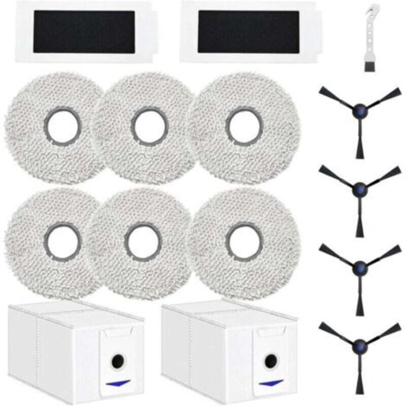 Zubehör Für Ecovacs Deebot T30 Pro Omni / T30 Omni Saugroboter, Ersatzteile, 6 Wischtücher + 2 Staubbeutel + 4 Seitenbürsten + 2 Filter