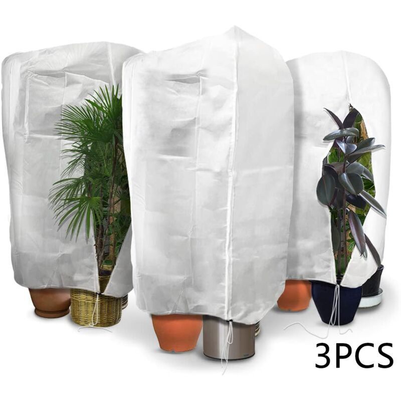 3-teiliger Winterpflanzenschutz Mit Kordelzug Und Reißverschluss, 80 G/m², Wiederverwendbare Pflanzenschutzhülle Aus Polypropylen, Langlebig, 120 X 180 Cm (weiß)