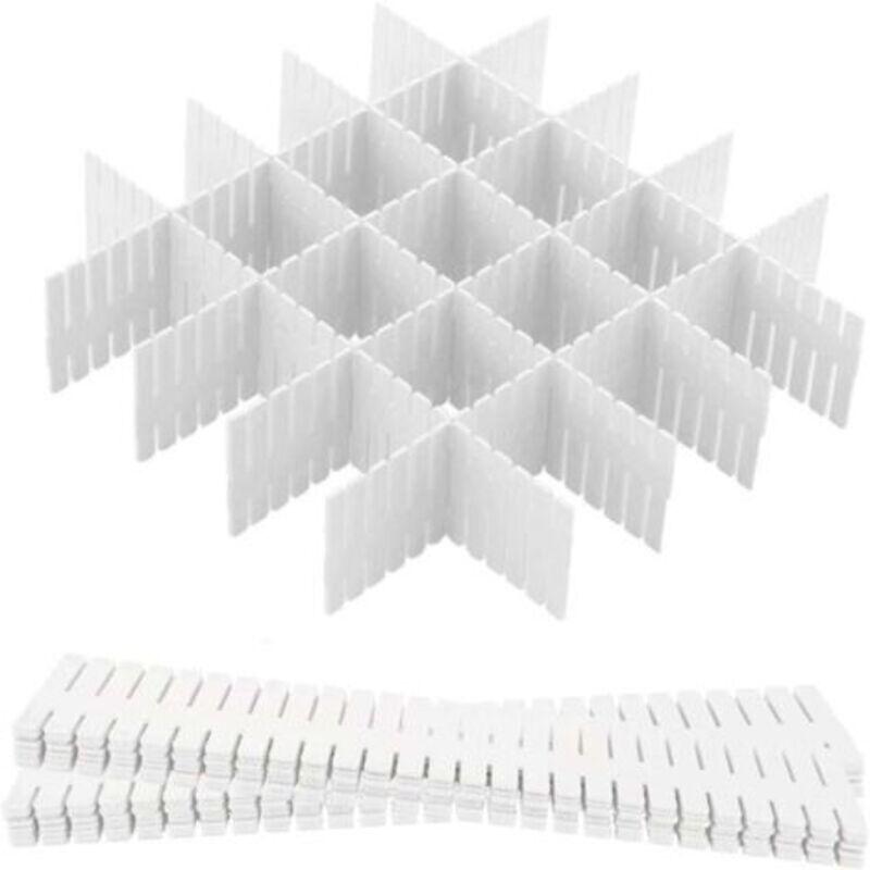 Schubladentrenner, 12 Stück, Schubladenraster, Verstellbar, Kunststoff-schubladentrenner Für Unterwäsche, Socken, Gürtel, Bürobedarf (weiß)