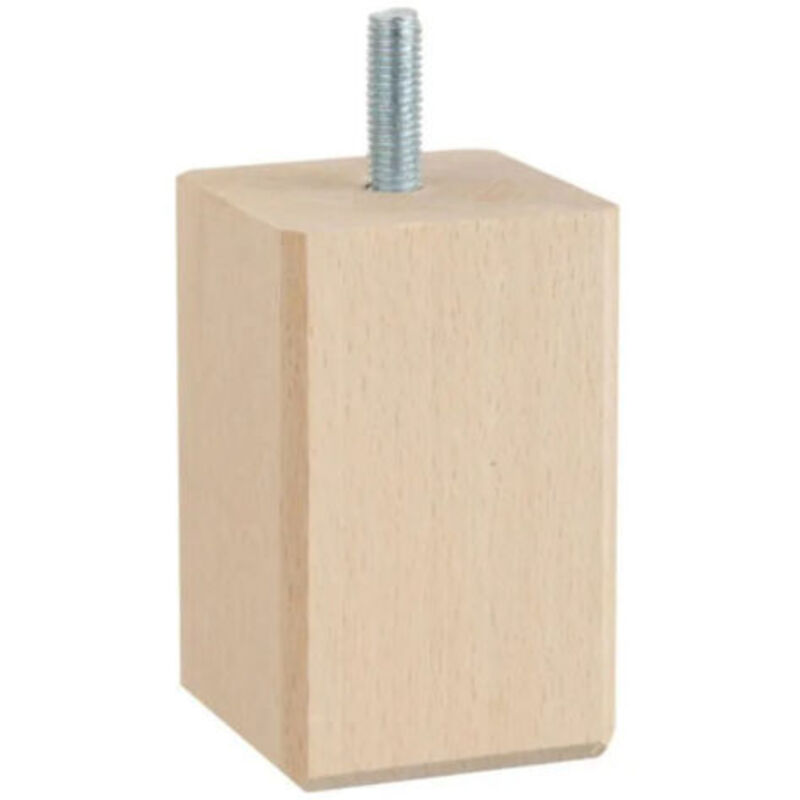 Vierkantiger, Fester Möbel Fuß Aus Rohem Buchenholz 80 Mm – Tragkraft 50 Kg – Schraubbefestigung – Farbe Weiß/beige – Abmessungen 50x50 Mm – Cime