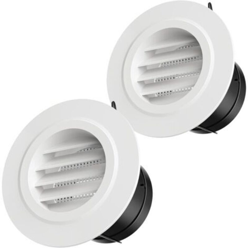 2er Set 100mm Kunststoff-lüftungsgitter Rund Mit Insektenschutzgitter, Belüftungsgitter Für Innen- Und Außenbereich, Wand- Und Decken-luftein- Und -auslässe
