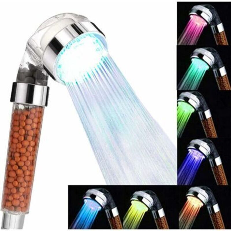 Duschkopf Mit Kalkschutz Und Wassersparer Sowie Druckeffekt – Led-duschkopf Mit 7 Farbwechselnden Lichtern – Transparenter Handduschkopf Mit Ionischem Filter Und Pi