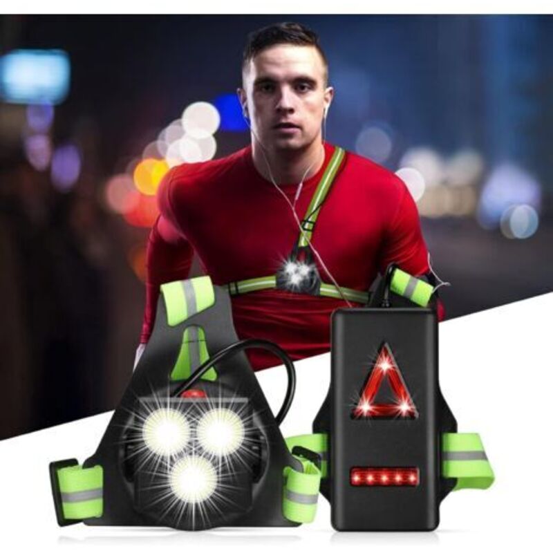 Inhhub Lauflicht, Usb-wiederaufladbares Brustlicht, Torso-laufleuchte, 500 Lumen, 120° Verstellbarer Winkel, Jogging-lampe Mit Reflektierenden Bändern Für Joggen, Wandern, Sport