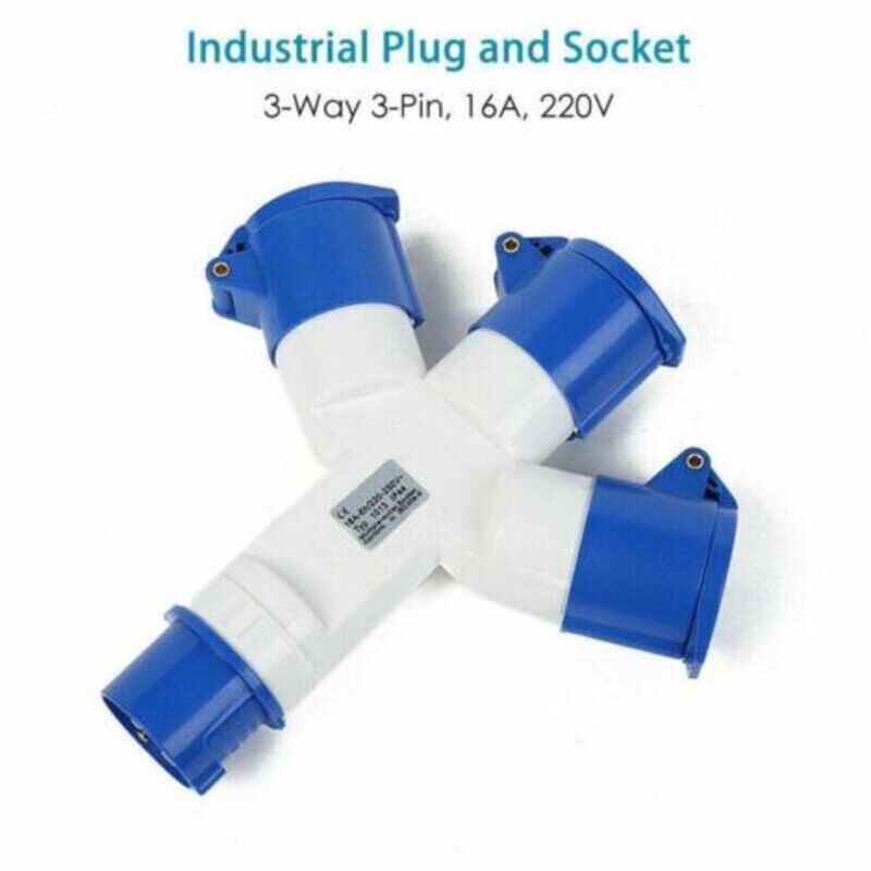 3-fach Adapter Mit Deckel, 3-poliger Stecker 16a 220v Industrie Ip44 – Mehrfachsteckdose Für Wohnwagen/wohnmobile/boote, Baustelle, Industrieller Stromverteiler-steckverbinder