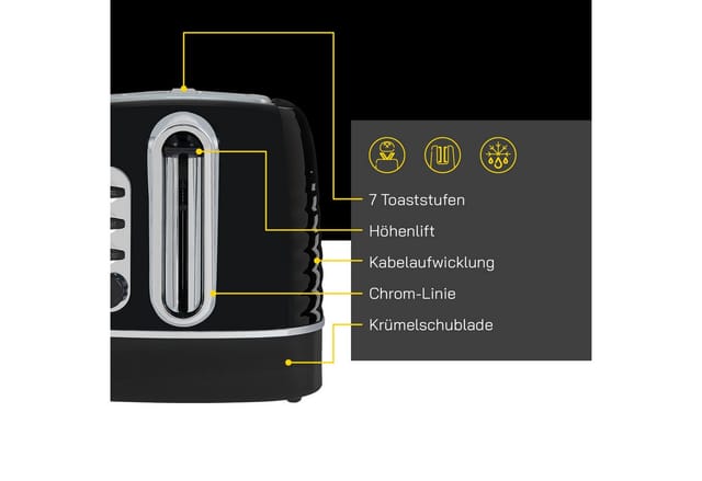 Gutfels Toaster TOAST 3300 C, 2 kurze Schlitze, 1050 W, 2-Scheiben-Toaster,1050 Watt