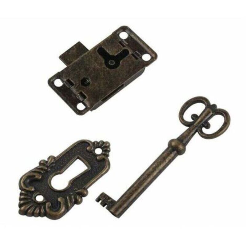 Cyan Loquet Und Riegel Möbelbeschläge Schloss Handwerkskasten Schubladenschloss Dreier-set Möbeltür Klassisches Schloss Schmuckkästchen Schrank Antikes Schloss