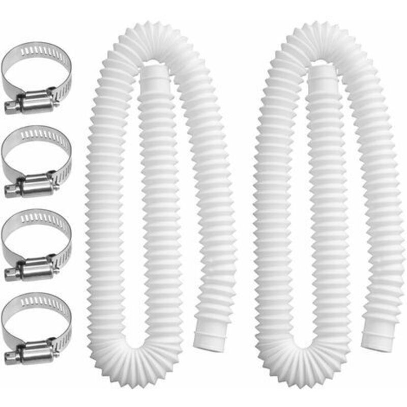 Ersatzschlauch, Langlebiger Flexibler Filterschlauch Mit 4 Metallschellen, Ersatzteil Für Schwimmbadpumpe, Passend Für Intex-pumpen Von 330 Gph Bis 1000 Gph (2 Stück)