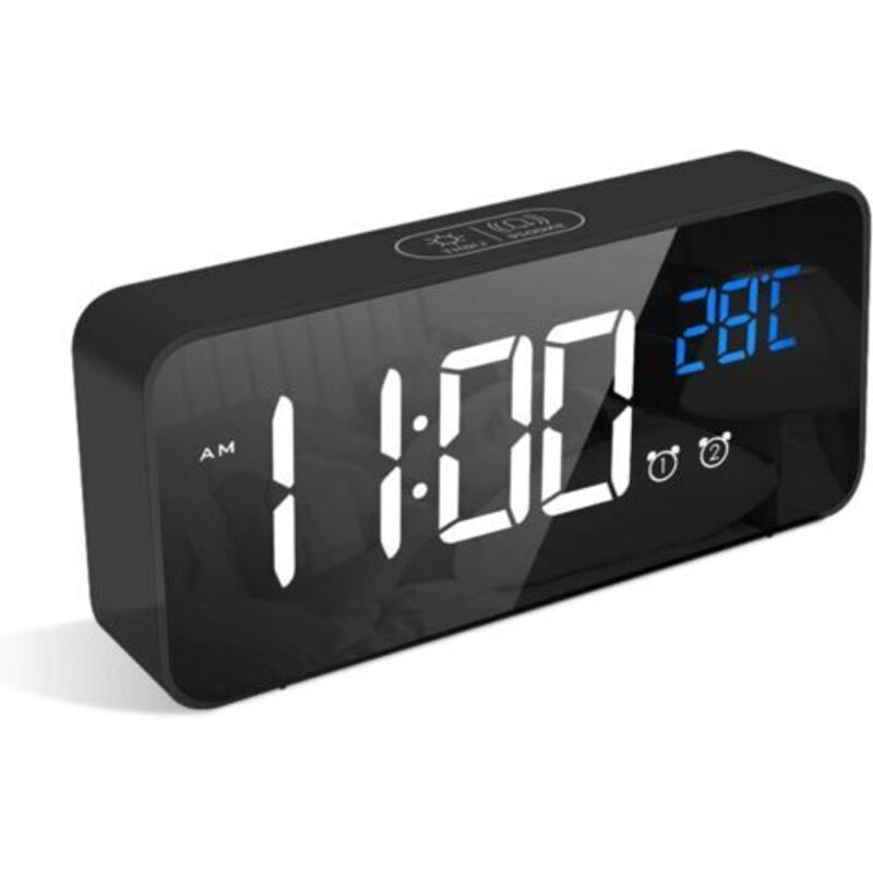 Serbien – Wecker Mit Led-spiegelbildschirm, 5,6 Zoll – Usb-stromversorgung – 2 Alarme – Einstellbare Schlummerfunktion – Elegantes Design