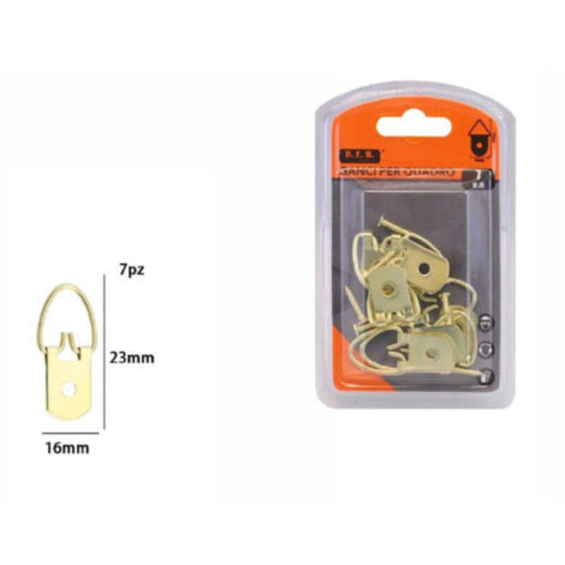 7-teiliges Set Goldene Haken Für Bilderrahmen Zum Aufhängen An Der Wand 16x23mm 07998