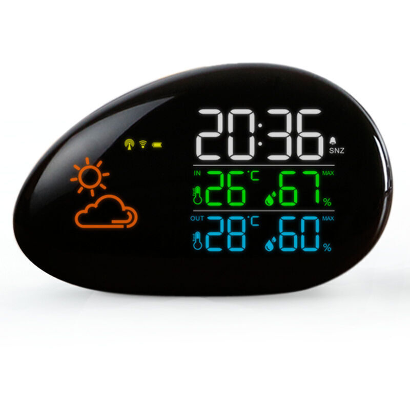 Wetterstation Mit Funksteuerung – Außen- Und Innensensor – Temperatur – Wettervorhersage – Luftfeuchtigkeit – Led-farbdisplay – Uhr – Wecker 1539761mm