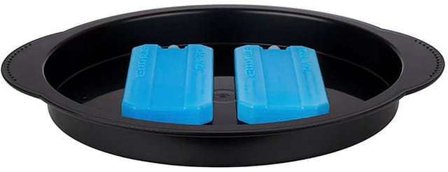 APS Kuchenplatte Thermo Tablett Set, Edelstahl, Kunststoff, Ø 34 cm, Kühlfunktion durch 2 Kühlakkus
