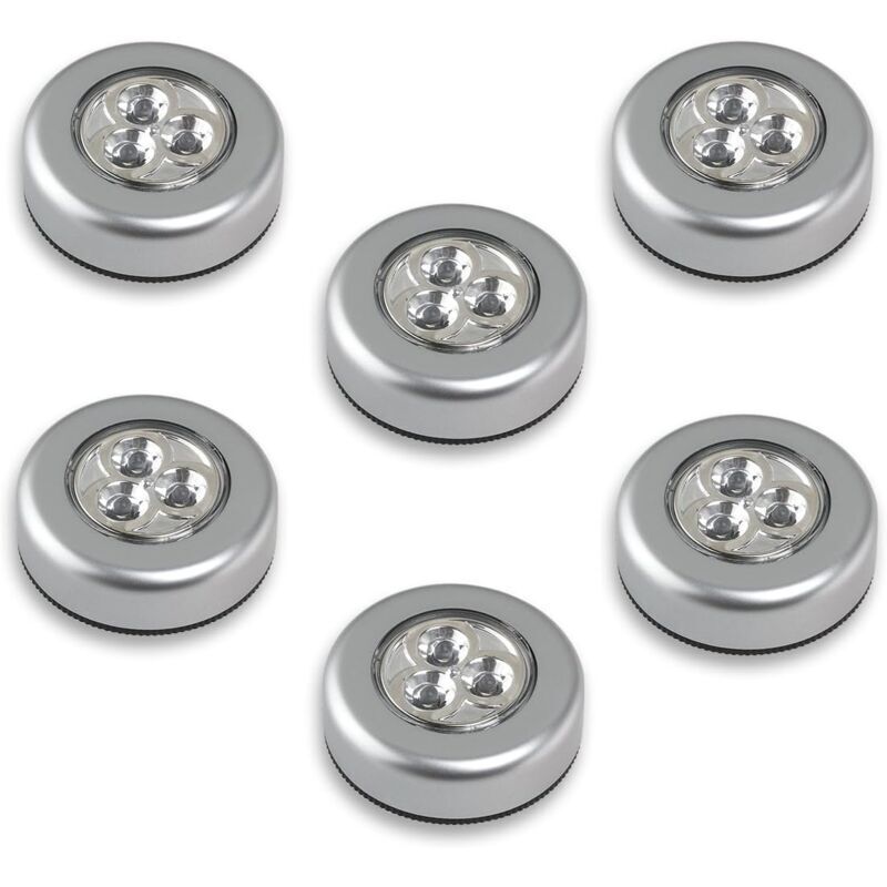 6 Led-batterielampen - Zum Einschalten Drücken - Weißes Licht [energieeffizienzklasse A+++]
