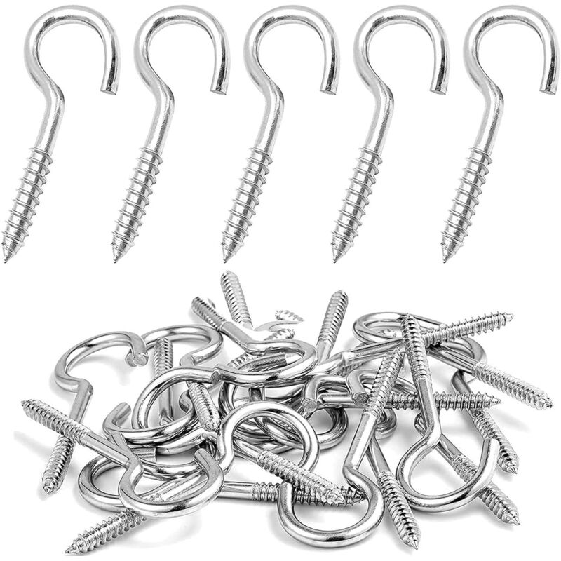Set Aus 100 Edelstahl-schraubhaken - Deckenhaken - Robuste Schraubhaken (m2-32 Mm)
