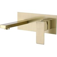 Wandmontierter Badezimmer-wasserhahn, Eingebauter Messingmischer, Gebürstetes Gold, Waschbecken-wasserhahn - Gebürstetes Gold