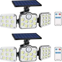 2er-set Solar-außenstrahler 138 Led 2200 Lm Mit Fernbedienung, Eigenschaften: Wasserdicht, Led, 138l, Fernbedienung, Solar, Kabellos, 2200l, Einstellbar, 65, Strahler