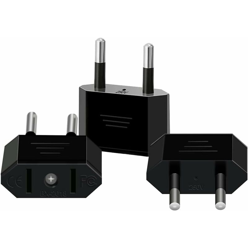 3-teiliges Set: Us-stecker Auf Frankreich-adapter, Us-auf-frankreich-steckeradapter, Us-stecker Auf 2-poligen Euro-stecker Für Frankreich, Deutschland, Spanien, Usa-auf-frankreich-adapter Für Geräte M