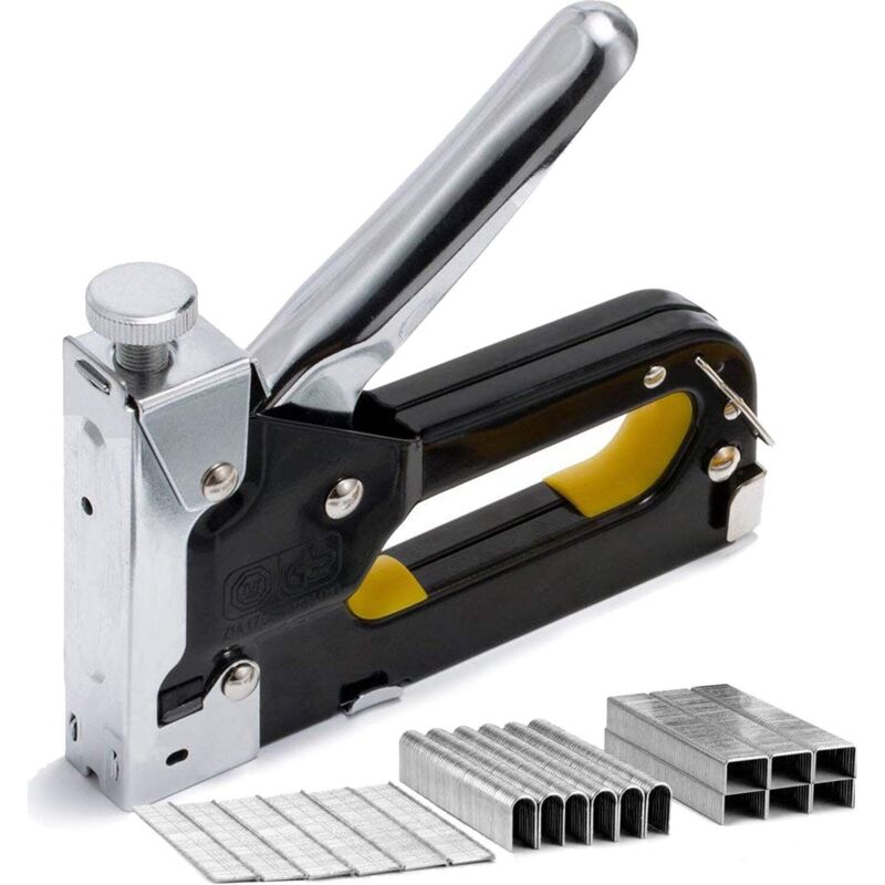 Tacker Mit 900 Klammern, Manueller 3-in-1-schwerlasttacker, Ideal Für Holz/polsterstoffe/gewebe/kabelklammern/dekoration/reparaturhefter Mit Nägeln