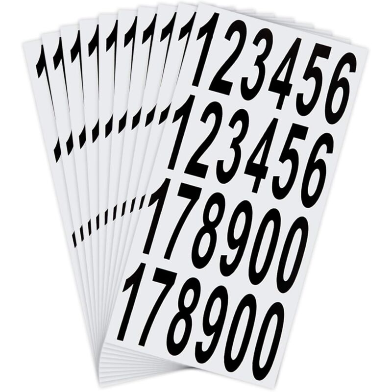 Satz Von 10 Numerischen Aufklebern Für Briefkästen – Wasserdichtes Vinyl – Maße 2,5 X 7,6 Cm – Für Innen- Und Außenbereich