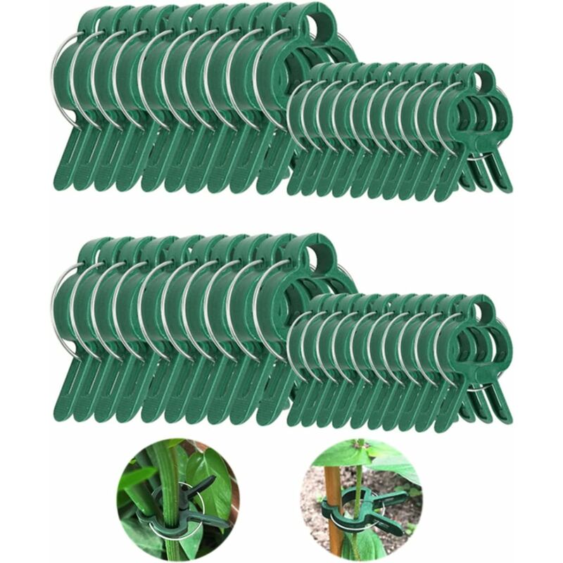 Pflanzenklammern, Verstellbare Befestigungsclips Für Pflanzen, Pflanzenstützklammern Aus Kunststoff, Gartenhalterung, Pflanzenclips Für Gartengemüse Und Tomaten (20 Große Und 20 Kleine Clips)