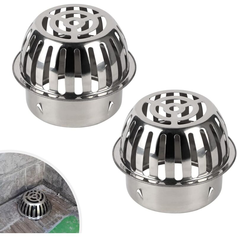 2 Stück Dachrinnenfilter 97 Mm Aus Edelstahl 304, Laubfänger Für Dachrinnen, Rohrschutz Gegen Blätter Und Verstopfungen