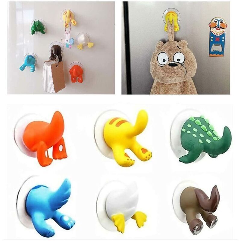 Saugnapf Haken Cartoon Tier Schwanz Saugnapf Für Kinder Nicht Perforierter Saugnapfhaken Wasserdichter Saugnapfhaken Für Küche Und Badezimmer Kleiner Gegenstand Saugnapf, 6 Stück