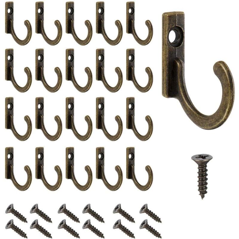 Set Aus 60 Wandhaken Im Antiken Bronzestil Mit Schrauben, Kleine Zum Anschrauben Geeignete Kleiderbügel Für Schüsseln, Schmuck, Taschen, Handtücher, Bad Und Küche