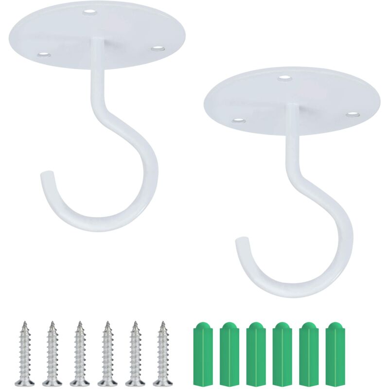 Deckenhaken Mit Schraubbefestigung, Wandhaken Oben Für Hängelampen, Garten-pflanzenkörbe, Blumentöpfe, Vogelfutterhäuschen, Laternen, Windglocken, Fliegengitter (2 Stück)